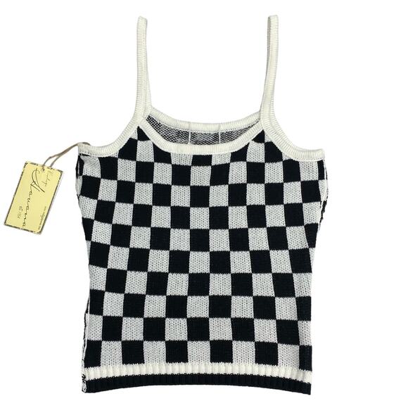 NWT VINTAGE HAVANA Sabrina Reversible Checkered Knit Tank Sz Medium - Picture 3 of 6